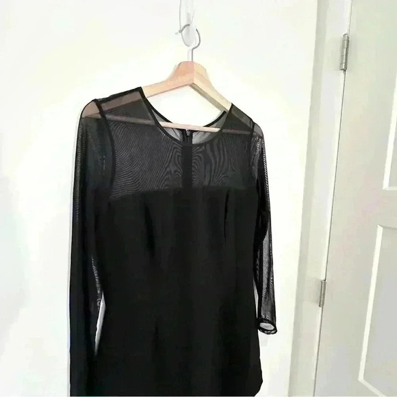 NWT French Connection Sheer Long Sleeve A Line Dress | Black | SZ‎ 10 - Picture 3 of 11